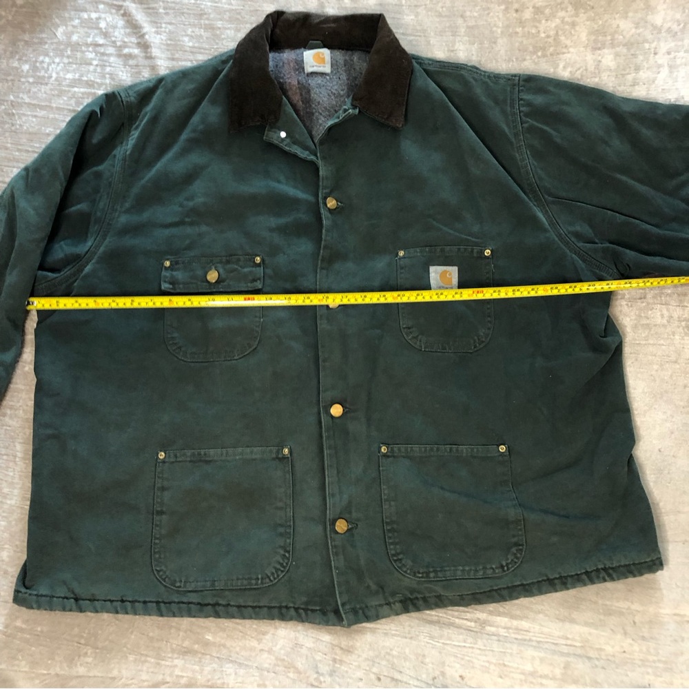 Vintage Carhartt Men’s blanket lined outdoor coat green size 2X 3X chore work - Picture 4 of 16